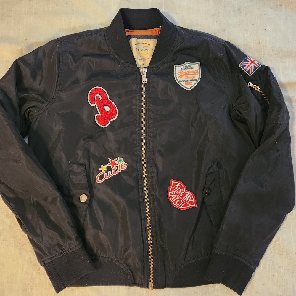 Ci Sono Black Bomber with Vibrant Orange Interior
